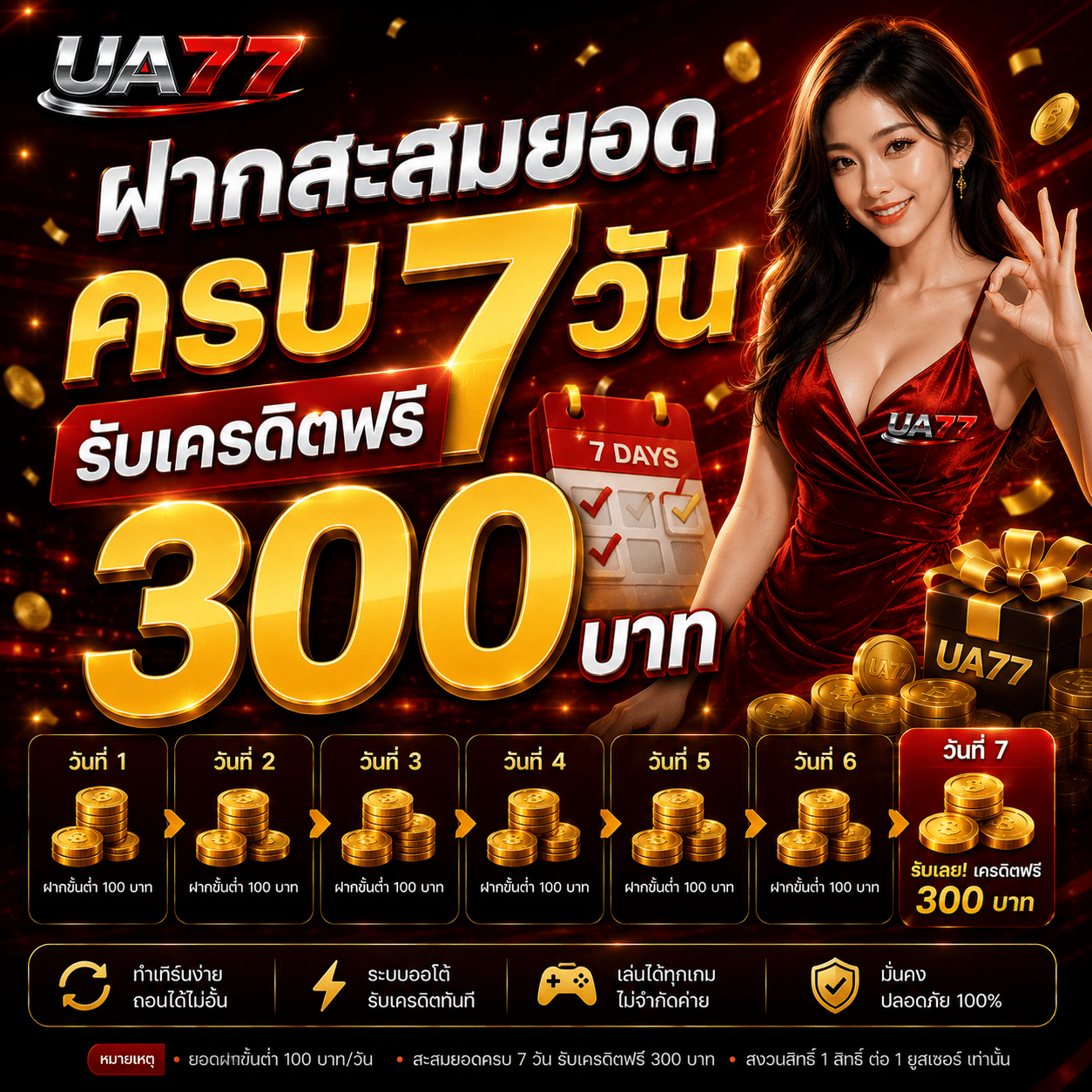 โปรโมชั่น UA77 ฝากสะสมยอดครบ 7 วัน